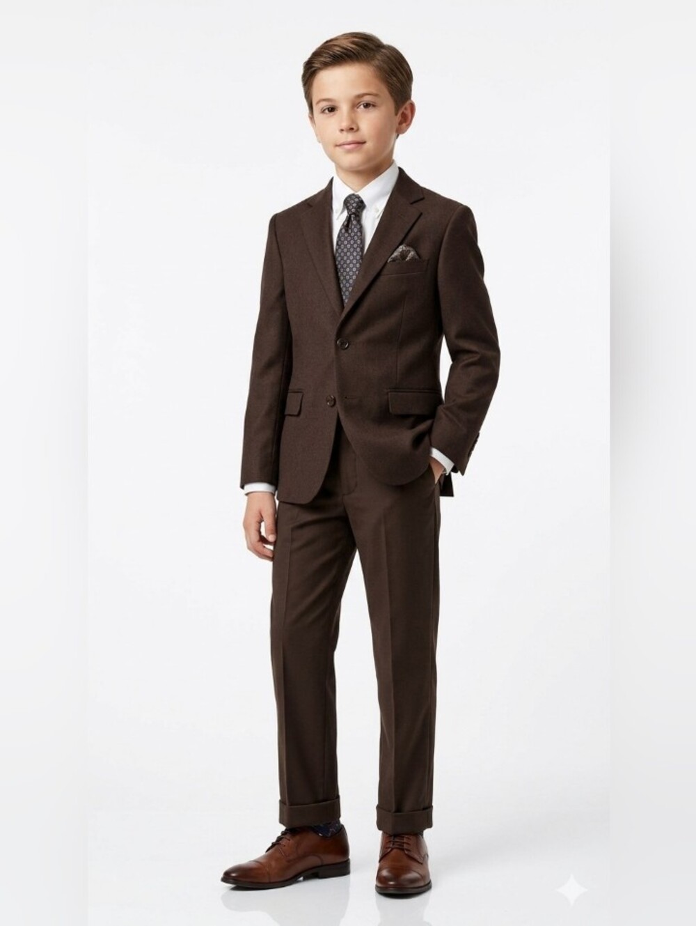 Classic Brown Boys' Matching Suit Set - Brand:
